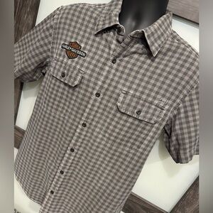 Harley-Davidson Shirt Mens Medium Plaid Short Sleeve Button Up Motorcycle 1903